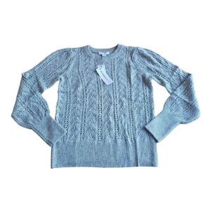 Liz claiborne womens Sz M gray knited semi balloon sleeves sweater